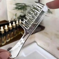Peigne à cheveux avec distributeur de liquide et billes en acier inoxydable pour le traitement des cheveux, le massage du cuir chevelu, l'entretien de la barbe, utilisation en salon
