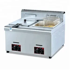 High Quality Restaurant 20L Double Tanks Chips Chicken French Commercial Gas Deep Fryer