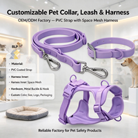 Ensemble de harnais pour chien en sangle PVC enduite personnalisée OEM, imperméable, collier réglable, laisse, porte-sac à excréments, kit de promenade