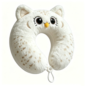 Oreiller de voyage personnalisé en forme de hibou des neiges, oreiller de cou en peluche blanc en forme d'hibou, oreiller de cou en forme d'animal en U - Product Image 2