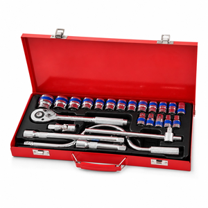 Jeu de clés à douilles carrées de 24 pièces, 1/2 pouce, métriques 10-32 mm, douilles CR-V avec coffret rigide, garantie OEM 1 an - Product Image 1