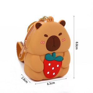Porte-monnaie en silicone imperméable en forme de capybara mignon en gros, sac de rangement, sac à cartes polyvalent et tendance, cadeau pour enfant de 5 ans et plus - Product Image 3