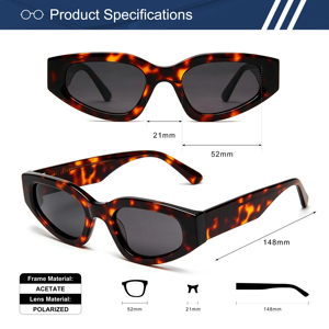 แว่นกันแดดโพลาไรซ์ทรงสี่เหลี่ยมมุมฉากอะซิเตท UV400 ขอบหนาทรงเพชร OEM - Product Image 2