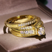 Vente en gros de bagues de fiançailles de style INS à la mode, serties de diamants, plaquées or, avec zircon 3A, pour femmes