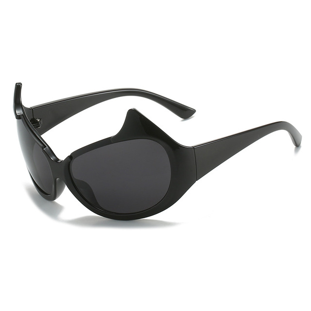 Popular Hallowmas Double Horn Personality Trendy Party Shades Hip Hop Punk Little Devil Y2k Cat Eye Sunglasses All Saints' Day