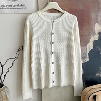 Cárdigan de Punto Suave y Elástico con Hilo de Núcleo para Mujer, Novedad Otoño-Invierno 2026, Prenda Exterior Casual Versátil 100% Acrílico