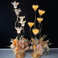 Lampes décoratives de mariage LED de haute qualité, design 5 têtes de lys, éclairage de chemin, AC IP65, écologiques, durables, en métal et acrylique