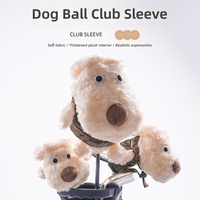 Housse de driver portable en peluche motif chien de dessin animé pour club de golf en fibre de polyester douce