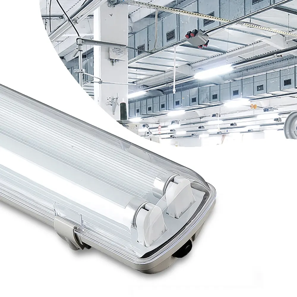 Lámpara fluorescente de emergencia T8, luz de doble tubo de 1200mm, 18w, 5000K, resistente al agua Ip65, 8 pies de vapor, luces de tienda ajustadas