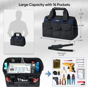Free sample Manufacturing <b>Heavy</b>-<b>Duty</b> 21-Pocket Tool Storage Caddy Hand-Open Top Tool Organizer Bag for Electricians - Product Image 4