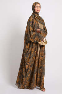 Abaya élégante et luxueuse LEDUO personnalisée avec doublure en satin et voile en mousseline pour femmes, coupe ouverte et modeste. - Product Image 3