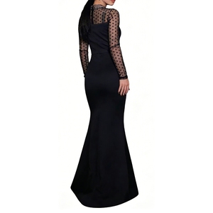 Vestido Largo de Malla con Pedrería para Mujer, Cuello Alto, Manga Larga, Vestido de Noche Formal, Vestidos de Moda para Mujer - Product Image 4