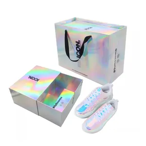 Boite a 스니커즈 사용자 정의 종이 사각형 반짝이 홀로그램 서랍 슬라이드 신발 포장 상자