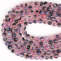 Perles rondes en pierre d'agate naturelle violette de 8mm, 45 pièces, perles rondes en vrac pour la fabrication de bijoux, bracelets, accessoires de collier
