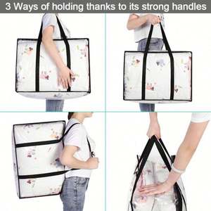 PVC <b>Clear</b> Clothes Storage <b>Bag</b> Organizer Transparent Moving <b>Bags</b> with Reinforced Handle Sturdy Zipper for Comforter Blanket - Product Image 4