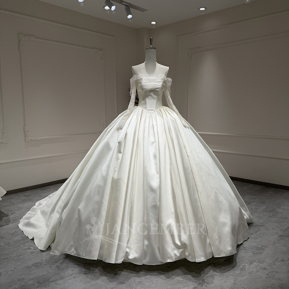 Shop Online Ivory Silk Satin Wedding Dress Detachable Train Design |  Alibaba.com