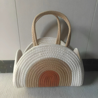 Organisateur de couches pour bébé en corde de coton, panier de rangement pliable avec poignée, grand format, portable pour garçons et filles