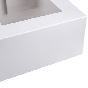 Boîte à gâteaux pâtisserie en carton blanc de qualité alimentaire, Logo personnalisé OEM, cadeau d'anniversaire avec fenêtre transparente - Product Image 3