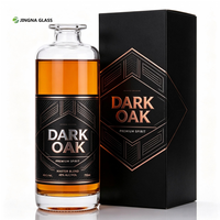 Bouteille de whisky en verre cylindrique transparent Super Flint de 750 ml, bouteille de spiritueux vide avec couvercle et logo personnalisé