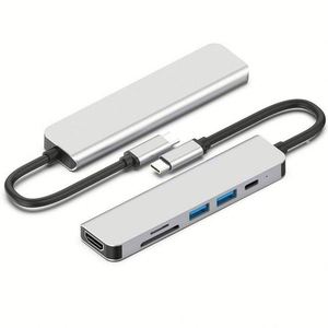 ลดราคา! ฮับแปลงพอร์ตอเนกประสงค์ 6in1 แบบ Type C  พร้อมพอร์ต USB C เป็น 2USB, HDMI, PD, SD/TF, USB Hub สำหรับแล็ปท็อป - Product Image 3