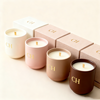 Bougie parfumée peinte à la main C&H dans un pot en céramique réutilisable, sans danger pour les aliments, bougie à la cire de soja à combustion propre, environ [nombre] Durée de combustion de 42 heures