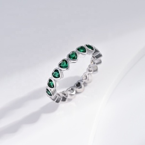 custom plata 925 sterling <b>silver</b> green zircon vintage <b>ring</b> fashion wedding clover heart woman stackable adjustable <b>emerald</b> <b>rings</b> - Product Image 2