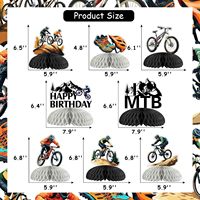 Centros de Mesa de Panal de Abeja para Cumpleaños de Bicicleta de Montaña, Decoraciones de Cumpleaños de Bicicleta BMX para Adolescentes y Adultos, Adornos de Mesa con Temática de Bicicletas de Carreras