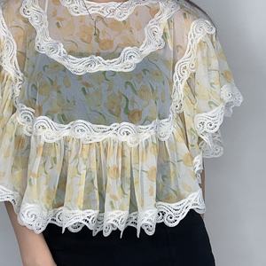 Camisas Casuales de Mujer, Blusa de Manga Corta con Ojales, Top de Verano - Product Image 5