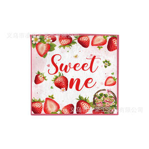 Nouvel ensemble de 4 pièces de fourchette à serviettes en papier jetables pour les décorations de fête inspirées des thèmes hawaïens à la fraise pour les anniversaires - Product Image 5