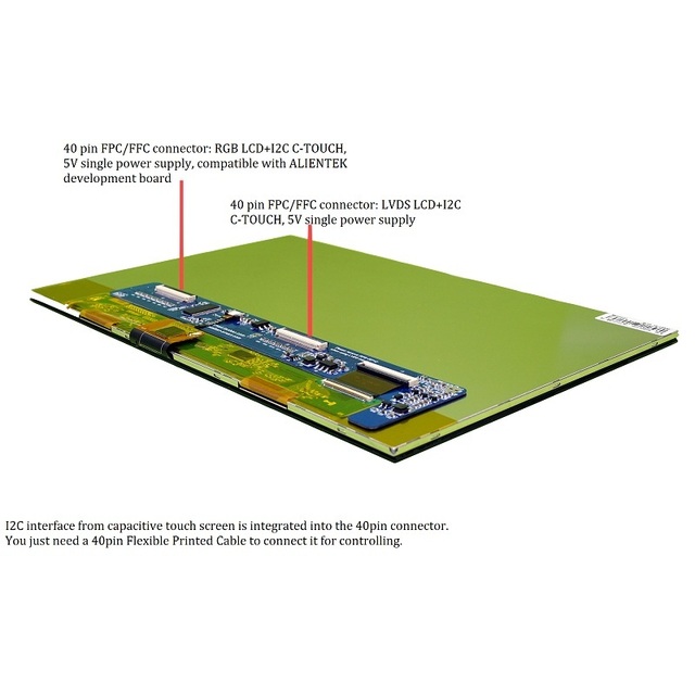 10.1 inch 1280x800 LVDS/RGB interface touch screen LCD display panel, IPS, compatible with STM32
