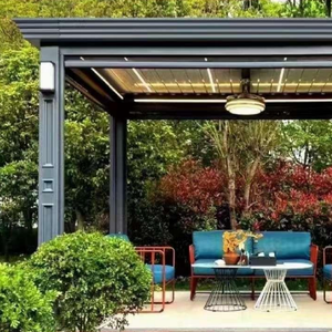 Pergola bioclimatique motorisée intelligente en aluminium de qualité supérieure, couleur et taille personnalisées pour villa, jardin, terrasse, télécommande - Product Image 5