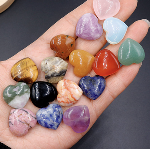 Pierres de cristal naturelles en forme de cœur de 20 mm, pierres précieuses de guérison, pierre d'agate polie en forme de cœur pour la fabrication de bijoux DIY - Product Image 3