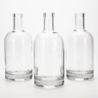 Bouteille en verre Vista Luxury High Flint Boston Shape 750ml 700ml pour spiritueux, whisky, rhum, tequila, vodka, brandy, logo personnalisé