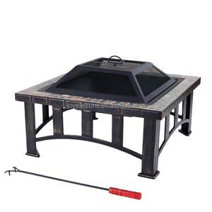 Brasero d'extérieur portable en acier de grande taille, style ferme et villa, avec couvercle en maille, pour parcs et mobilier extérieur - Product Image 4
