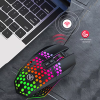 Mouse Gamer lubang, lampu belakang warna-warni eksterior sarang lebah Hollow 2.4g dapat diisi ulang tanpa kabel