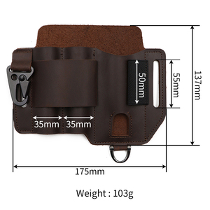 <span class=keywords><strong>Set</strong></span> EDC in Vera Pelle per Campeggio con Coltello Pieghevole, Accendino, Portachiavi, Fondina, Gancio a Aquila, Organizer Tascabile per Esterni - Product Image 2