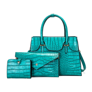 Ensemble de sacs à main tendance pour femmes, sac à main en jacquard, sacs à main en cuir pu à motif crocodile, ensemble de 3 pièces de luxe pour dames - Product Image 1
