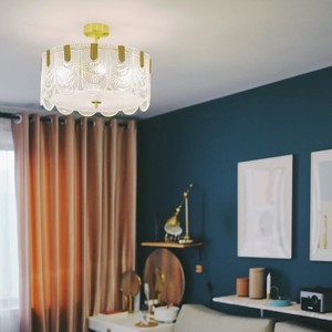 Chandelier Round Gold LED E27 Single Head D600 H230 Light Luxury Modern Study Lamp - Product Image 3