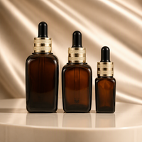 Flacon de sérum pour soins de la peau en verre brun de luxe, 20 ml-100 ml, avec bouchon à vis et compte-gouttes, coffret pour diffuseur