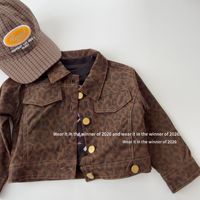Vente en gros – Nouvelle collection automne 2026 : Veste courte en jean léopard pour enfants