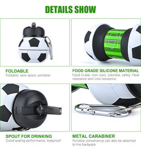 बच्चों यात्रा पुआल सिलिकॉन फुटबॉल Botella डे पानी खेल Drinkware फुटबॉल बंधनेवाला बच्चों को पानी की बोतल के साथ कस्टम लोगो - Product Image 3