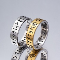 Bague creuse nordique viking de 8 mm, bijoux rétro en acier inoxydable avec runes pour hommes et femmes
