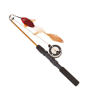 Pet <b>toy</b> cat teaser <b>fish</b>-shaped telescopic fishing rod feather cat <b>toy</b> cat teaser telescopic fishing rod feather cloth <b>fish</b> cat - Product Image 3