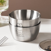 Maxcook 304 Bol à nouilles et à riz en acier inoxydable poli de style coréen, écologique, à double paroi isolée, avec couvercle pour un usage domestique