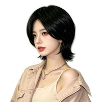 Wy045 Perruque courte en fourrure synthétique haute température pour l'hiver, style queue de renard, coupe Mullet Bob unisexe, style samouraï, pour femmes, style japonais