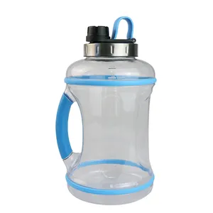 2.2L/3.2L Plastic Drinking Water Bottle With Straw Large Water Bottle BPA Free Sports Water Bottle With Silicone Handle