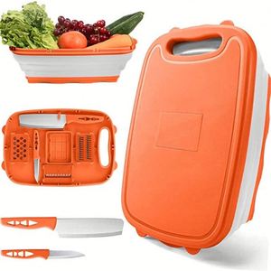 Tabla de cortar plegable con colador Tabla de cortar Cocina Cesta para lavar verduras Plato Bañera - Product Image 6