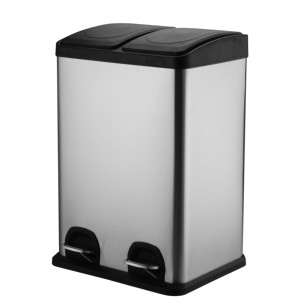 Contenedor de Reciclaje de 30L 40L <span class=keywords><strong>con</strong></span> 3 Compartimentos, Cubo de Basura Comercial <span class=keywords><strong>con</strong></span> <span class=keywords><strong>Pedal</strong></span>, Contenedor de Residuos Grande, Bote de Basura Metálico para Cocina - Product Image 3