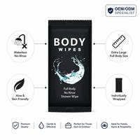 Lingettes corporelles OEM emballées individuellement, sans rinçage, extra grandes, portables, désodorisantes, pour la gym, le camping, les voyages et la randonnée