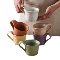 Tasses à café et à thé en céramique et porcelaine, style artisanal, surface émaillée mate, taches sous-émaillées, texture texturée, résistantes à la chaleur, pour usage en café